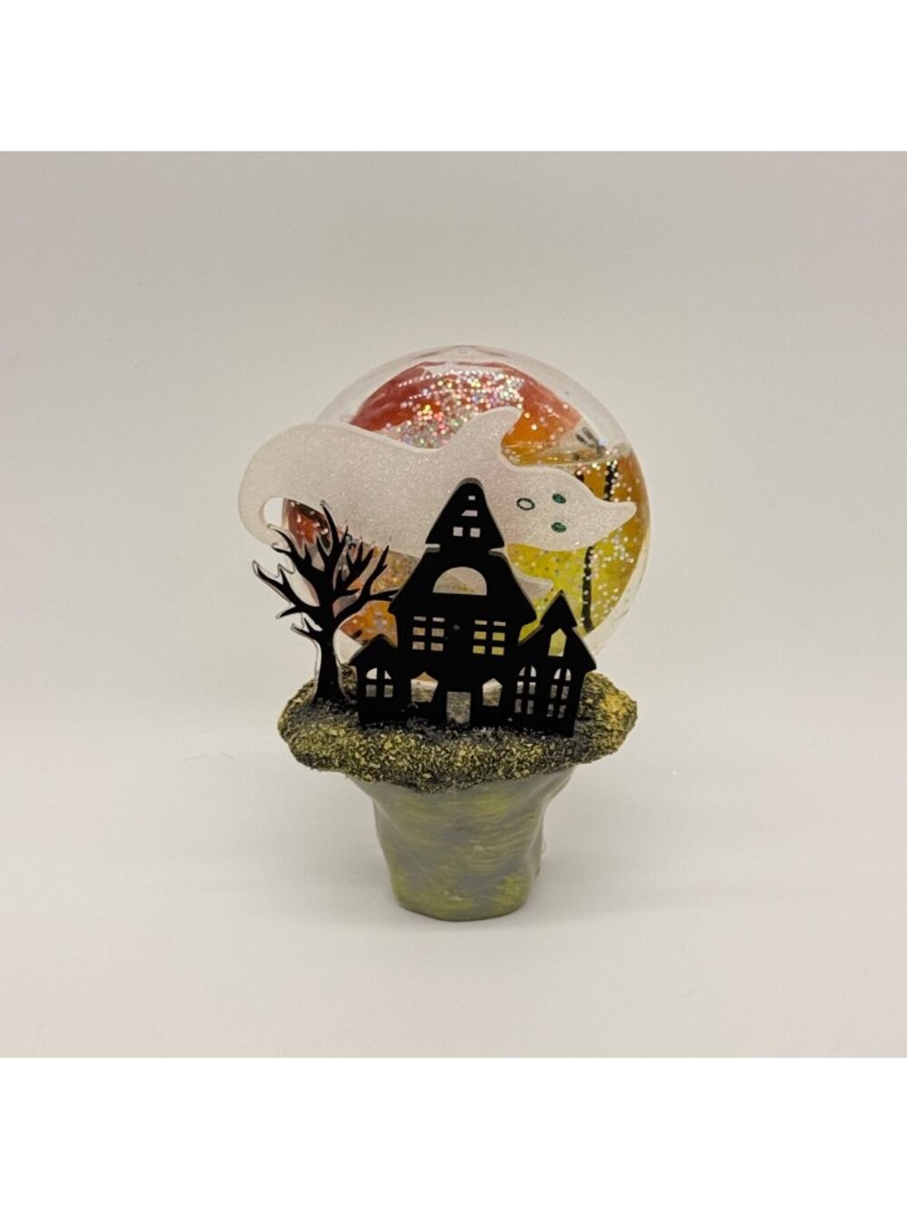 Halloween Haunted House Ghost Snow Globe Night Light Cover 4.5" Glitter Accents